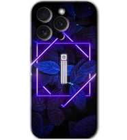 İphone 15 Pro Max Kılıf HD Desen Baskılı Kılıf - Dark Neon Yaprak İ Harfi