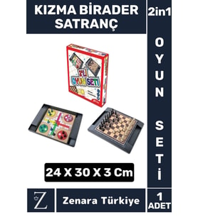 Premium Eğitici Eğlenceli Çocuk Yetişkin Strateji Zeka Kızma Birader Satranç 2 in 1 OYUN SETİ