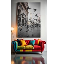 KUŞLAR MİNARE V1 Ev Duvar Salon Güzellik Salonu Ofis Dükkan Dekarasyon Kanvas Tablo (Çok Renkli)
