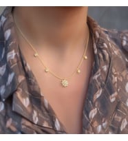 Beşli Çiçek Altın Kaplama Gümüş Kolye (Gold)