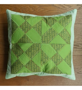Instahomeline, Dekoratif, Kare, Patchwork (Kırkyama), Kare Desenli, Yeşil, El İşçiliği Yastık Kılıfı