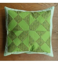 Instahomeline, Dekoratif, Kare, Patchwork (Kırkyama), Kare Desenli, Yeşil, El İşçiliği Yastık Kılıfı