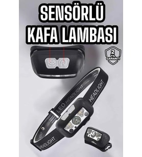 Mey İthalat® Kafa Lambası Kamp Lambası Sensörlü Şarjlı Ayarlanabilir