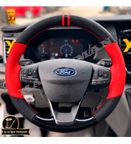 Ford F-Max Dikme Direksiyon Kılıfı Parlak Siyah Kırmızı Detaylı Kırmızı Çift Yüzük ve Dikiş 2018-2026