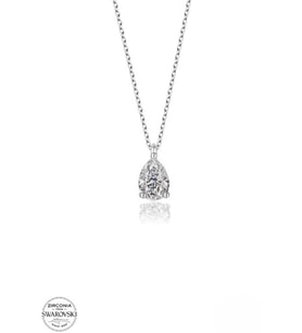 SWAROVSKİ TAŞLI  ZİRCONİA DAMLA PIRLANTA MONTÜR 925 AYAR GÜMÜŞ KOLYE