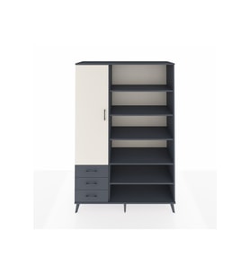 Hyperion Dolap 9 Raflı 3 Çekmeceli 3 Kapaklı 132x44x195 Antrasit-Aytaşı/Antrasit