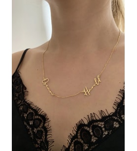 Kişiye Özel 925 Ayar Gümüş El Yazılı Font Çift İsim Kolye (Gold)