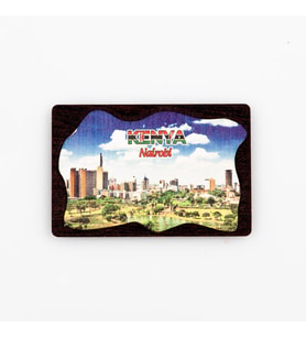 Kenya Temalı Deri Magnet Ahşap Tabaka (Karışık)