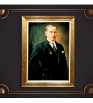 Özel Seri Paspartulu Çerçeveli Atatürk Tablo l643 (Gold)