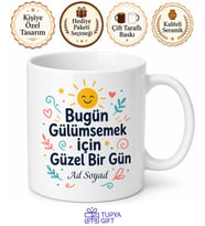 Kişiye Özel Günlük Neşe Mesajlı Baskılı Kupa Bardak Hediye