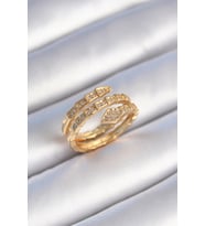 Pirinç Gold Renk Zirkon Taşlı Yılan Model Kadın Yüzük (Altın)