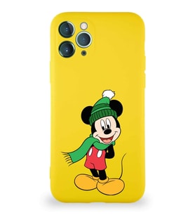 Apple iPhone 11 Pro Soft Premier Kapak Mickey Mouse-G Tasarımlı Silikon Kılıf - Sarı (Şeffaf)