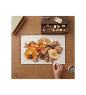 Kurutulmuş Portakal ve Baharatlar Tasarımı 240 parça Ahşap Puzzle Ahşap Kutuda MP01597