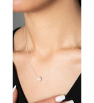 Elika Silver Kadın İnci Model 925 Ayar Gümüş Kolye (Gümüş)