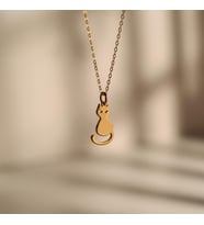 Kişiye Özel 925 Ayar Gümüş Mini Kedi Kolye (Gold)