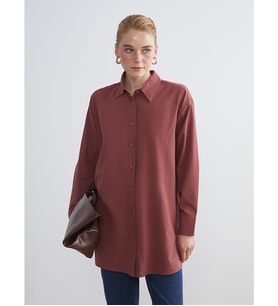 LCW Modest Bordo Loose Fit Kadın Gömlek Tunik