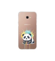 Samsung Galaxy J4+ Plus ile Uyumlu Splash Panda Tasarımlı Şeffaf Silikon Kılıf