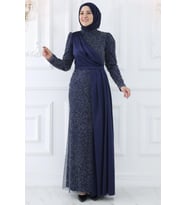 Ecmel Abiye Elbise Lacivert ISR982