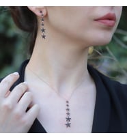 Rose Gold Kaplama Yıldız Geçidi Zirkon Taşlı Gümüş Set