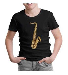 Saksafon Siyah Çocuk Tshirt