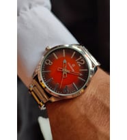 ERKEK GÜMÜŞ BORDO KADRAN ÇELİK HEDİYELİK KOL SAATİ