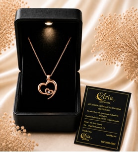 925 Ayar Gümüş Doğal Pırlantalı Kalp Kolye – 14 Ayar Altın Kaplama - Kadınlar için Doğum günü ve Özel Gün Hediyesi (Rose - Gold)