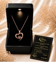 925 Ayar Gümüş Doğal Pırlantalı Kalp Kolye – 14 Ayar Altın Kaplama - Kadınlar için Doğum günü ve Özel Gün Hediyesi (Rose - Gold)