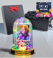 Sizlere Özel Renkli Led Işıklı Fanus Doğum Günü Hediyesi İyi Ki Doğdun (Model 10)