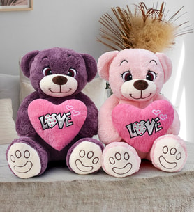 Bubblebear 80 cm Love Kalpli Ayıcık (Mor)