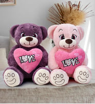 Bubblebear 80 cm Love Kalpli Ayıcık (Mor)