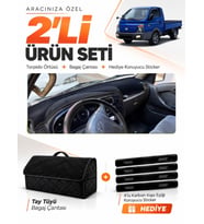 HYUNDAİ H-100 KAMYONET (2004-2019) Uyumlu Torpido Örtüsü + Tay Tüyü Bagaj Çantası + Sticker Seti - Siyah