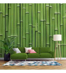 3 Boyutlu Yeşil Bambu Temalı Duvar Kağıdı