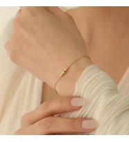 925 Ayar Gümüş Beş Top Bileklik (Gold)