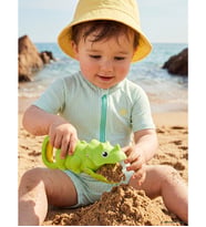 LCW baby Yeşil Nakışlı Çizgili Erkek Bebek Tulum Mayo