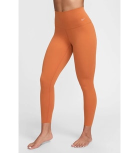 Nike Dri Fit Zenvy Gentle Support High Waisted 7/8 Leggings Kadın Yüksek Bel İç Cepli Spor Tayt Kiremit