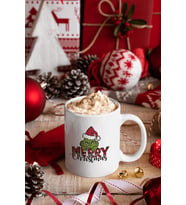 Grinch Merry Christmas Kupa Bardak (Beyaz)
