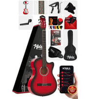 Midex CG-395RD Kırmızı Renk Kesik Klasik Gitar 4/4 Yetişkin Boy Sap Ayarlı Full Set