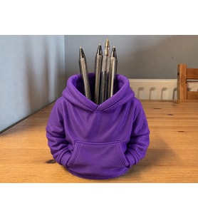 3D Baskı Kapüşonlu Sweatshirt Kalemlik - Masaüstü Organizer-Mor