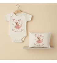 Pia Baby Premium %100 Pamuk İsme Özel Organik Baskılı Çıtçıtlı Bebek Body Ve Yastık Kılıfı 5014-19 (Ekru)