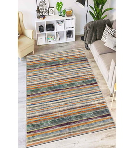 Yeşil Sarı Kaymaz Taban Dekoratif Salon Halısı Modern AR685 - 100 x 160 cm