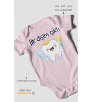 İlk Dişim Çıktı Kısa Kollu Bebek Body %100 Pamuk