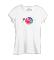 Yörünge Beyaz Kadın Tshirt