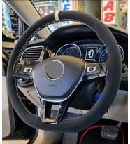 Vw Golf 7 Uyumlu Dikmeli Direksiyon Kılıfı Alkantara Bej Yüzüklü