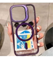 Coverzone iPhone 14 ile uyumlu Kamera Lens Hediyeli Aparatl? Stand Olabilen Magsafe ile uyumlu Adventure Kamera Korumal? K?l?f ?effaf Full Color Magnetic Wireless Telefon K?l?f Derin Mor