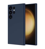 Samsung Galaxy S24 Ultra Kılıf Kamera Korumalı iÇi Süet Dokulu Lansman Tipi Silikon (Lacivert)