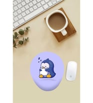 Ayakta Uyuyan Penguen Desenli Bilek Destekli Mouse Pad