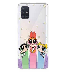 Samsung Galaxy A71 Uyumlu Powerpuff Girls Desenli Şeffaf Telefon Kılıfı
