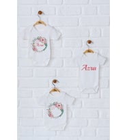 Pia Baby Premium %100 Pamuk İsme Özel Organik Baskılı Üçlü Set Çıtçıtlı Bebek Body Zıbın Modelleri 5013-18 (Ekru)