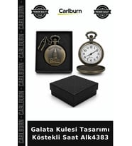 Özel Üretim Hediyelik Nostaljik Aksesuar Hatıra Galata Kulesi Tasarımı Köstekli Saat Alk4383