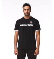 Beşiktaş Lisanslı Yazılı Logolu Siyah T-Shirt (Siyah - Beyaz)